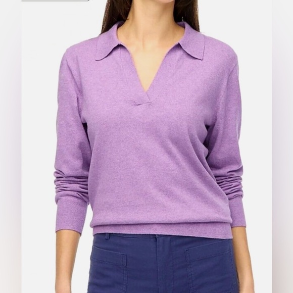 J. Crew Sweaters - J. Crew Women's Periwinkle Blue Cotton Polo V-Neck Knit Sweater NWT Sz M